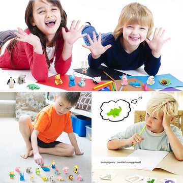 Urskytous 35Pcs Animal Erasers Kids Pencil Erasers Bulk Puzzle Erasers Desk Pets Mini Take Apart Erasers Toys For Party Favors,C