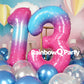 Rainbowq 13 Number Balloons 40 Inch For Boy Or Girl Big Starry 0-9 Foil Mylar Large Balloon Number 13 Happy 13Th Birthday Party