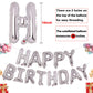 Accevo Silver Mylar Foil Happy Birthday Balloon Banner - 16 Inch Aluminum Letters for Kids & Adults Party Decorations