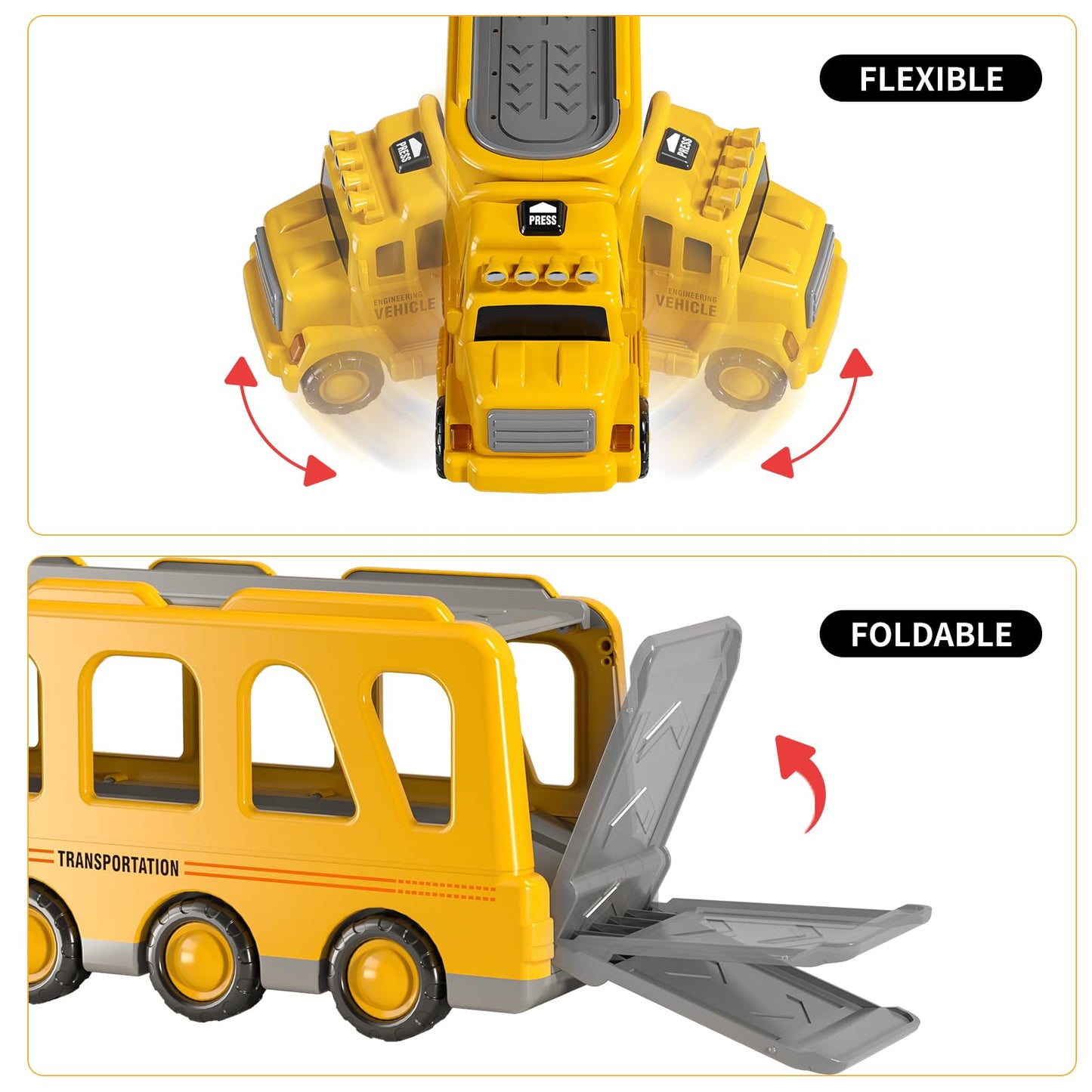 Temi Construction Engineering Toys For 3 4 5 6 7 8 Years Old Kids - Truck Toys For Kids, Transport Vehicle Carrier Truck, Boy Cars Ttoys, Friction Power Toy Cars, Toy Sets, Gift Toys For Ages 3