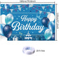 Blue Birthday Party Backdrop Blue Happy Birthday Banner Blue Photography Background For Home Decorations Party Supplies 70.8 X 4