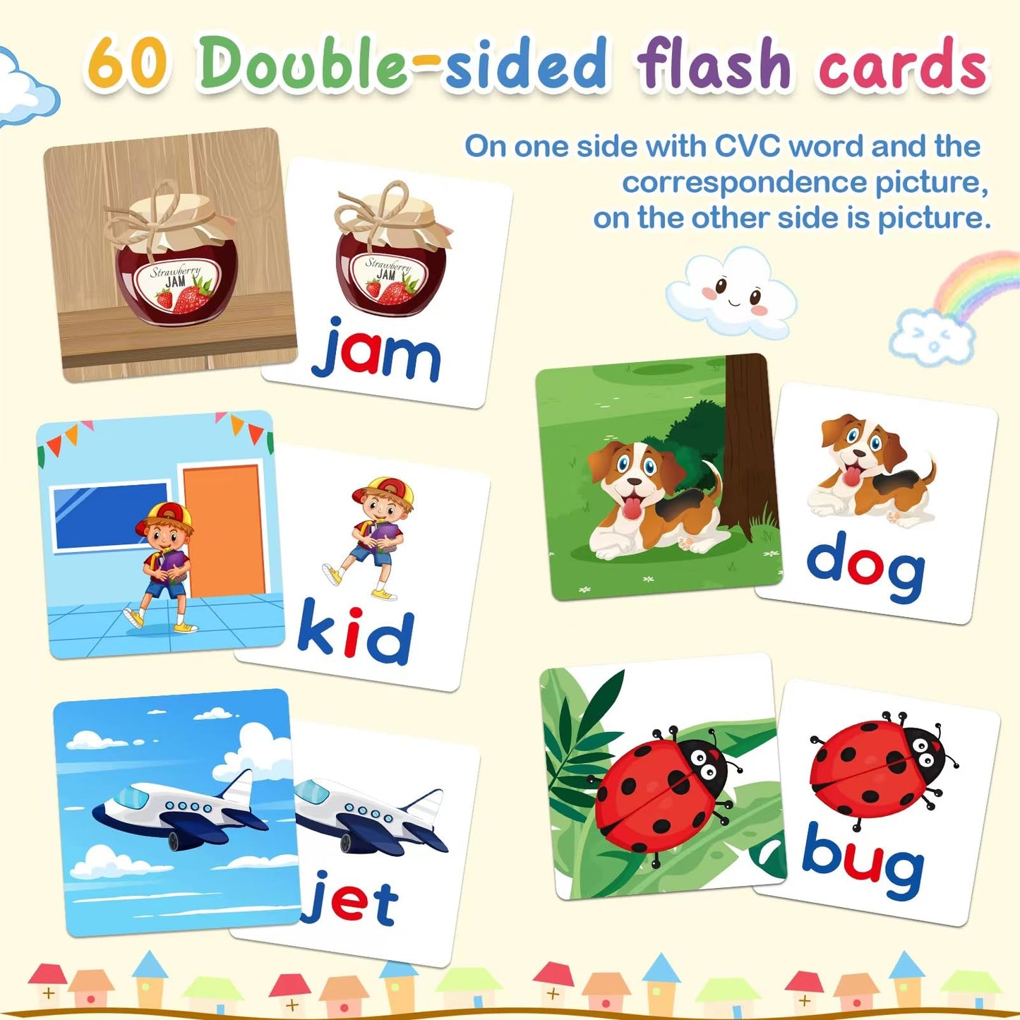 Letapapa CVC Word Educational Toy - Spelling Games & Sight Words Flash Cards for Preschool Kids (3-6 Years) - Montessori Learning Activities