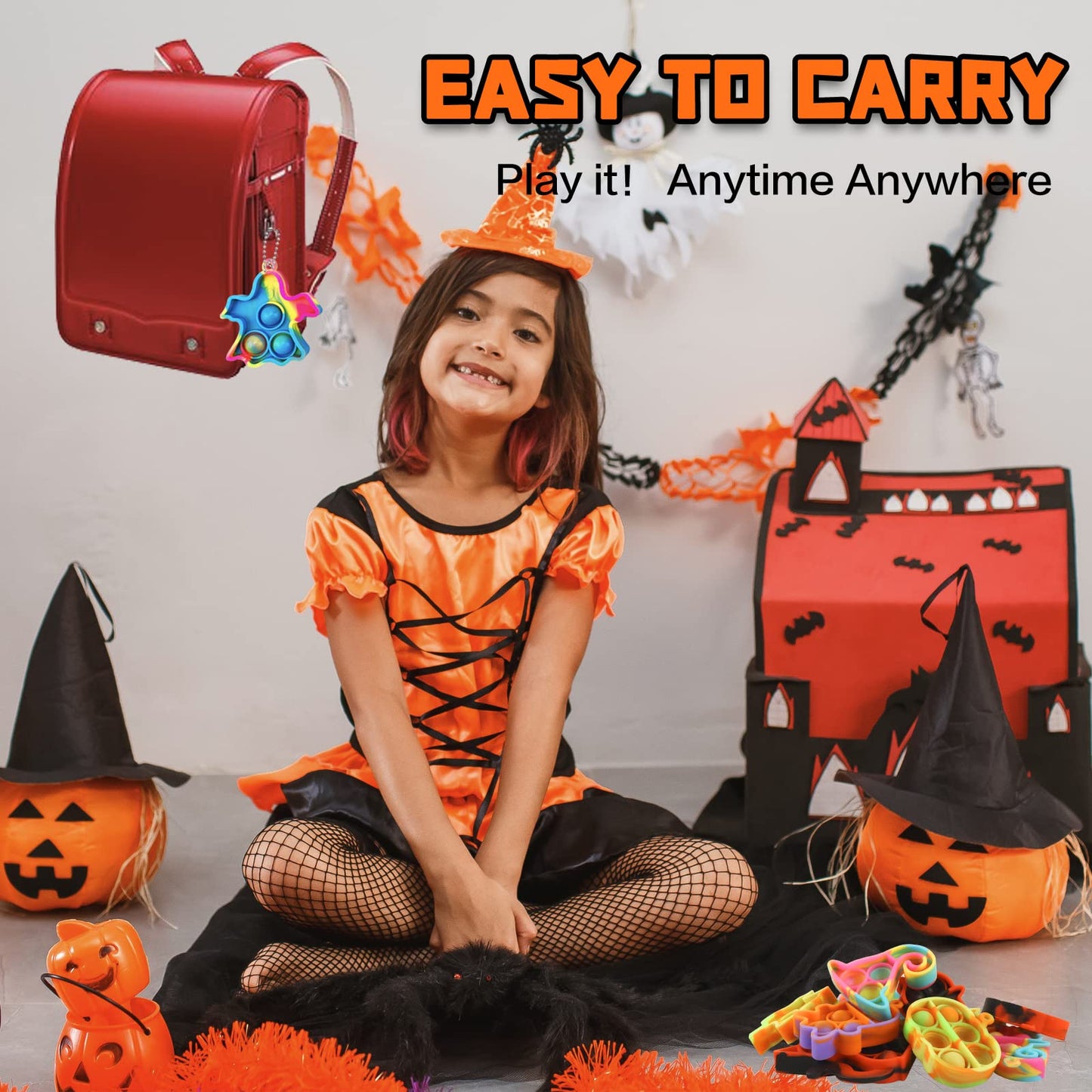 Jdsty 32Pcs Halloween Mini Pop Fidget Toys Packs For Kids Girls Boys Halloween Party Favors Halloween Treat Bags Gifts Stress Re