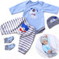 Scnbom Reborn Baby Dolls Boy Clothes For 17-24Inch Newborn Outfits Accesories (Blue Puppy 4Pcs Set)