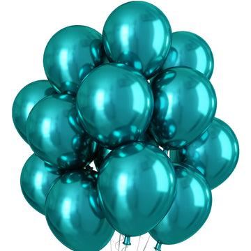 Chrome Teal Balloons, Double-Layered Metallic Teal Blue Balloons 12 Inch, Shiny Thick Chrome Metallic Dark Blue Latex Helium Balloon For Birthday Wedding Graduation Christmas Party Decoration Supplies