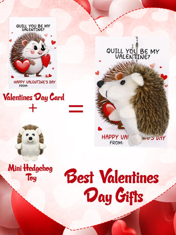 Blueweenly 24 Sets Valentines Day Gifts Mini Hedgehog Stuffs Bulk With Hedgehog Themed Cards Animal Plush Stuffed Keychain Frien