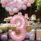 Suwen 40 Inch Pink Large 3 Number Balloons Big Foil Helium Number Balloons 0-9 Jumbo Happy 3Rd Mylar Birthday Party Decorations