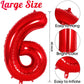 Red Number 6 Balloon 40 Inch, Big Large Foil Helium Number Balloons, Jumbo Giant Mylar Number 6 Balloons For 6 Year Old Birthday