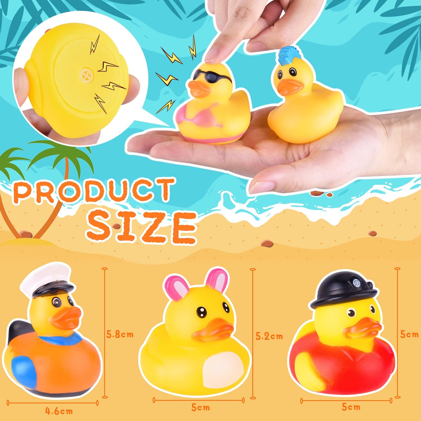 110 Packs Rubber Ducks in Bulk Assortment Jeep Ducks for Ducking, Small Rubber Duckies for Toddler Baby Bath Toys Floater Rubber