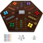 Horow 20 Inch Wahoo Marble Board Game For 4-6 Players - 2 Sided Painted Wooden Board - Thicken Dice Marbles Game - Perfect For F
