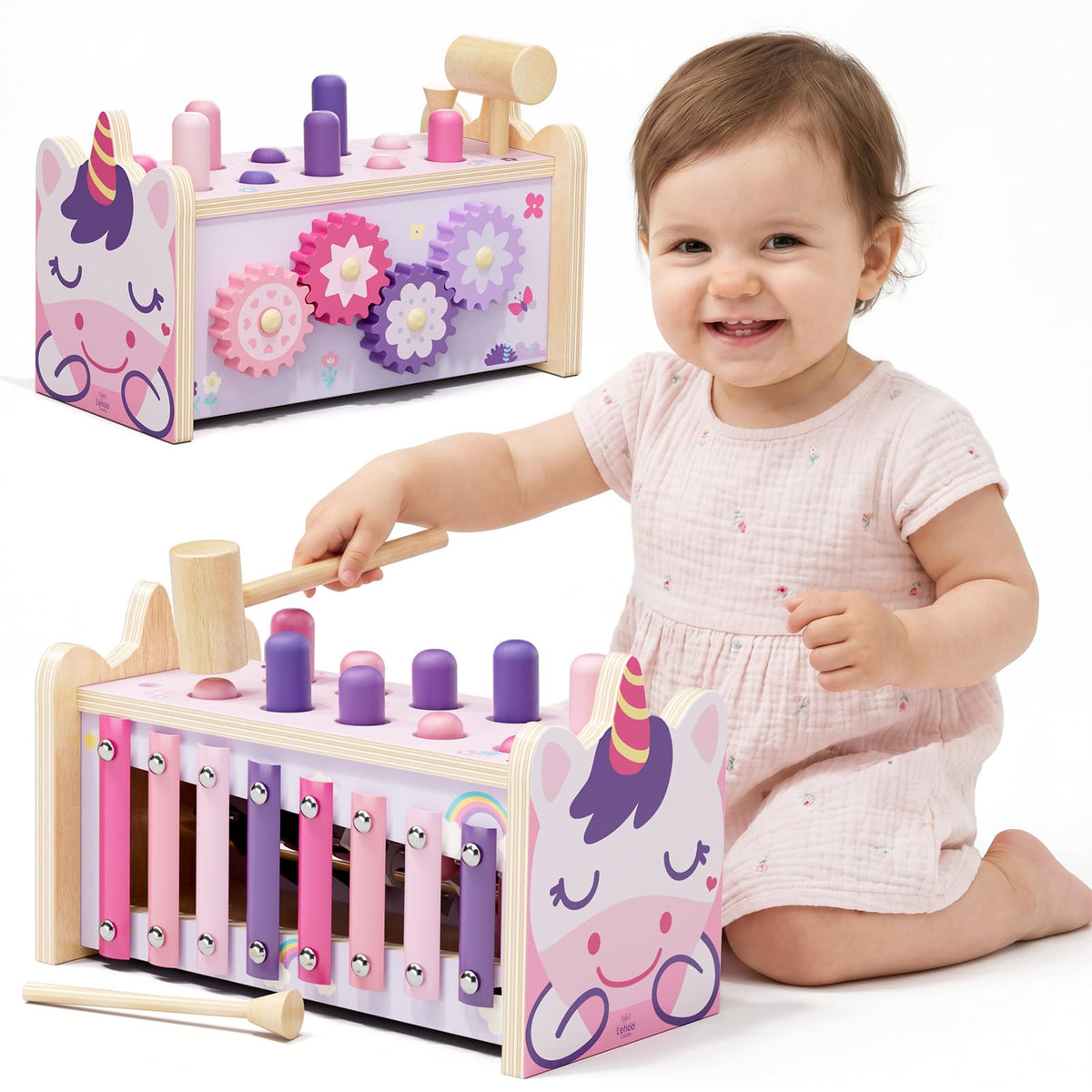 Wooden Montessori Toys for 1 Year Old, 1st Birthday Gift for Girls 13