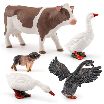 Lc Joycre 5Pcs Goose Toy Goose Figurine Cow Toy Piggy Animal Figure For Toddlers Preschool Animals Figures Eduactional Project D
