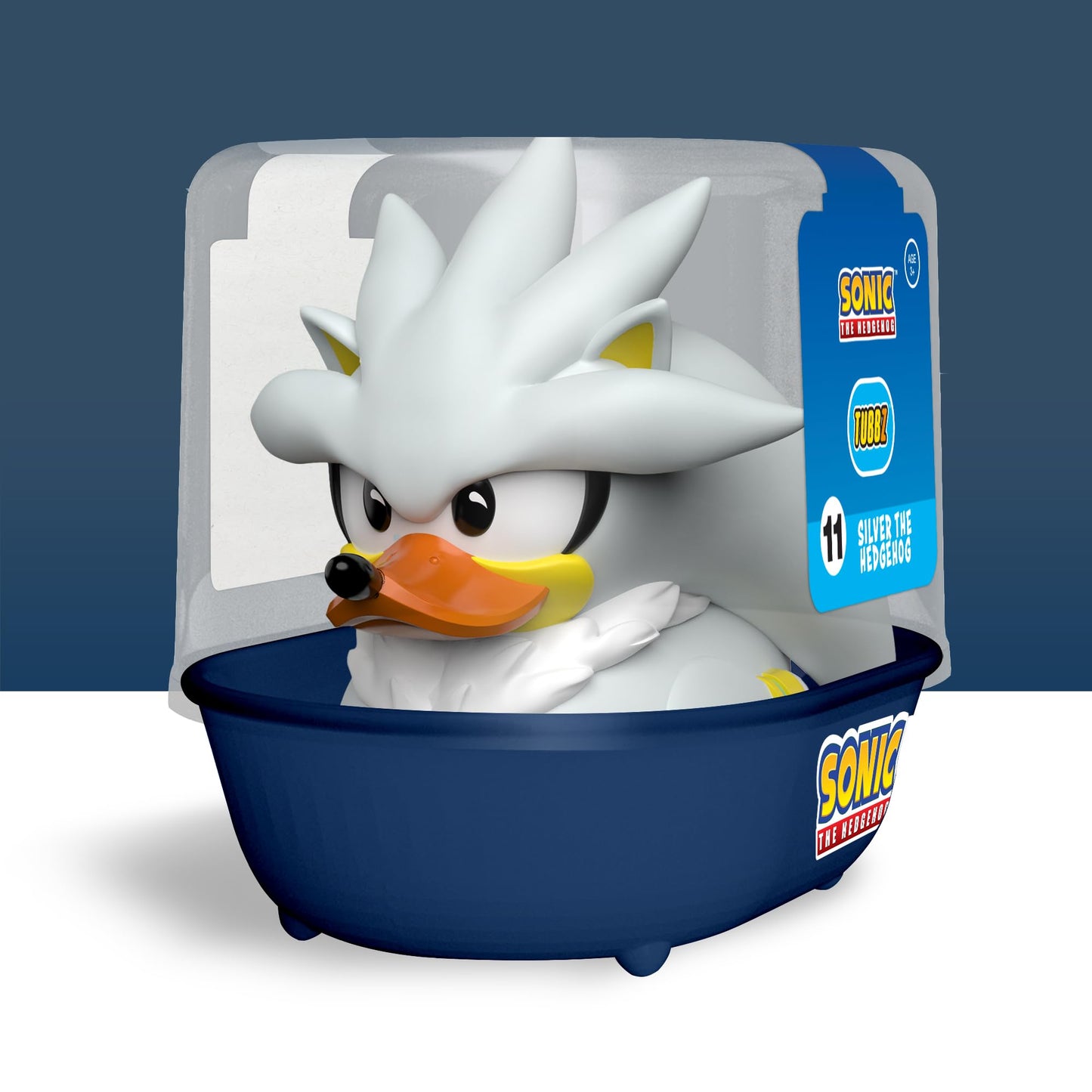 Tubbz First Edition Silver The Hedgehog Collectible Vinyl Rubber Duck Figure - Official Sonic The Hedgehog Merchandise - Sega Mo
