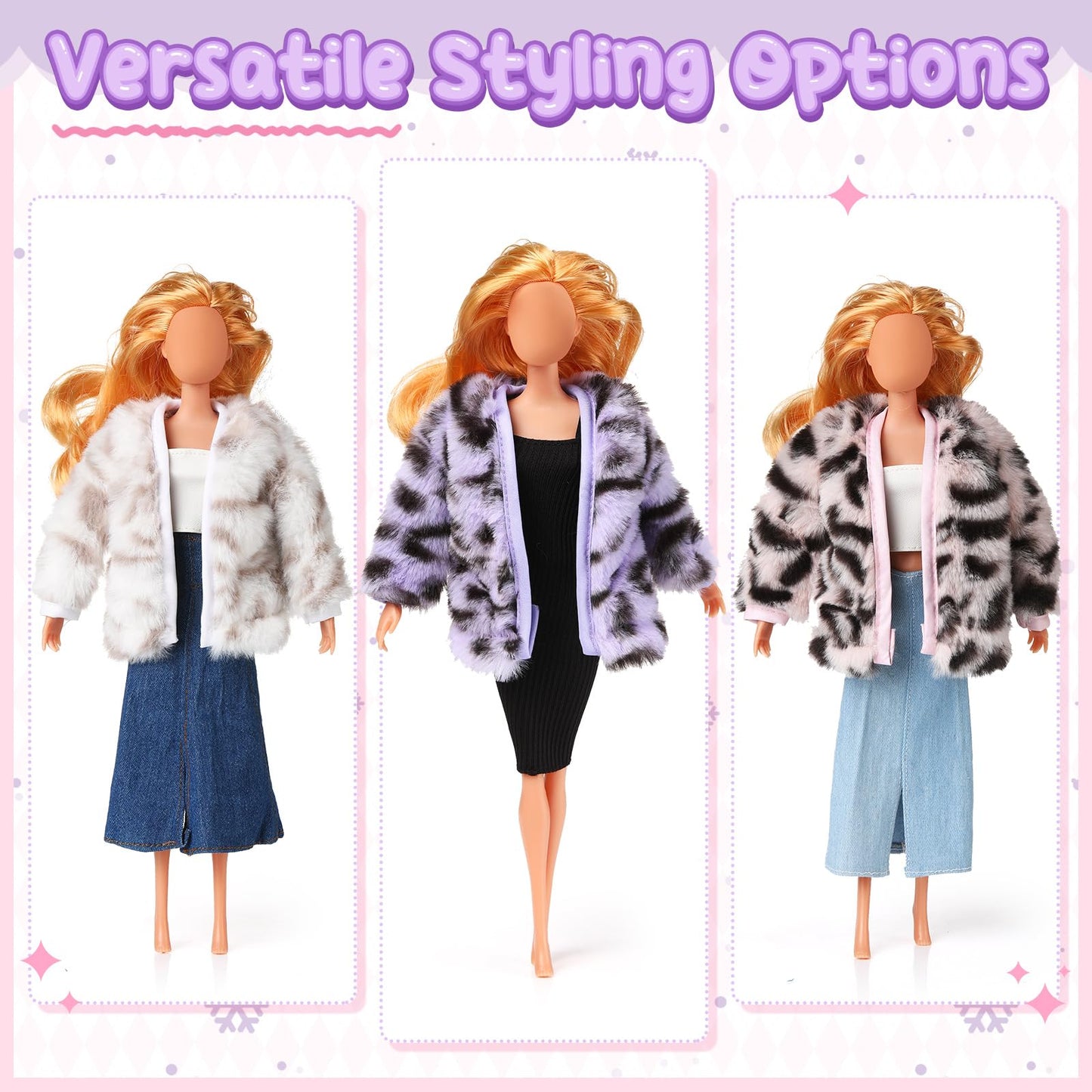 Litherr S 6 Pieces 11.5 Inch Girl Doll Clothes Accessories Winter Coat Doll Clothing Doll Outfits for Girls Birthday Gifts Prete