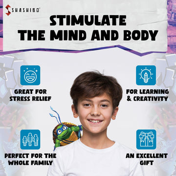 Shashibo Teenage Mutant Ninja Turtles Shape Shifting Box - Award-Winning, Patented Magnetic Puzzle Cube W/36 Rare Earth Magnets -Fidget Cube Transforms Into Over 70 Shapes (Leo Series 1)