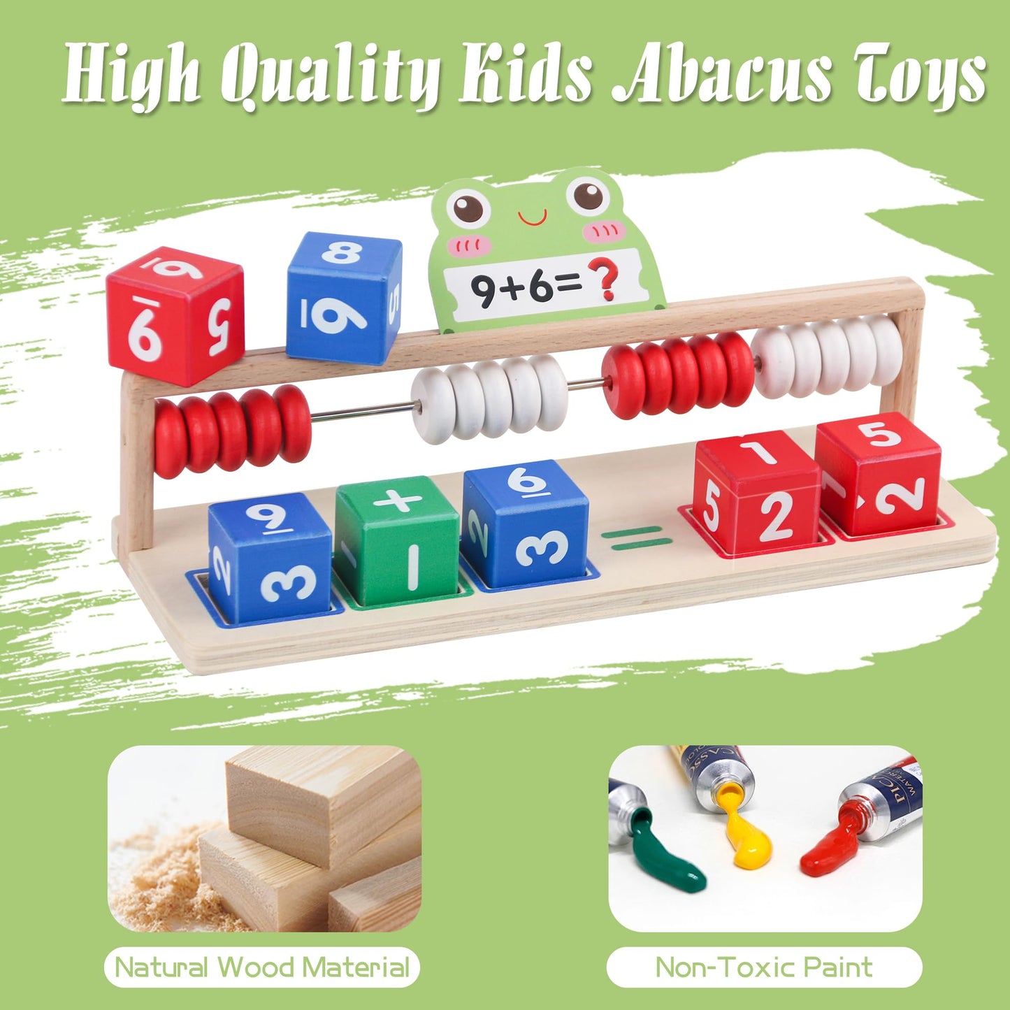 Ranqibo Wooden Math Learning Toys  Number Blocks Toys  Abacus for Kids Math Montessori Toys for 3-5 Year Old Boys Girls Birthday Gifts