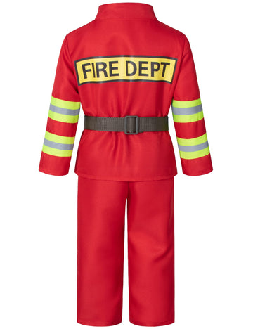Child Fire Fighter Chief Role Costume Red For Kids(120Cm 4-5 Years)
