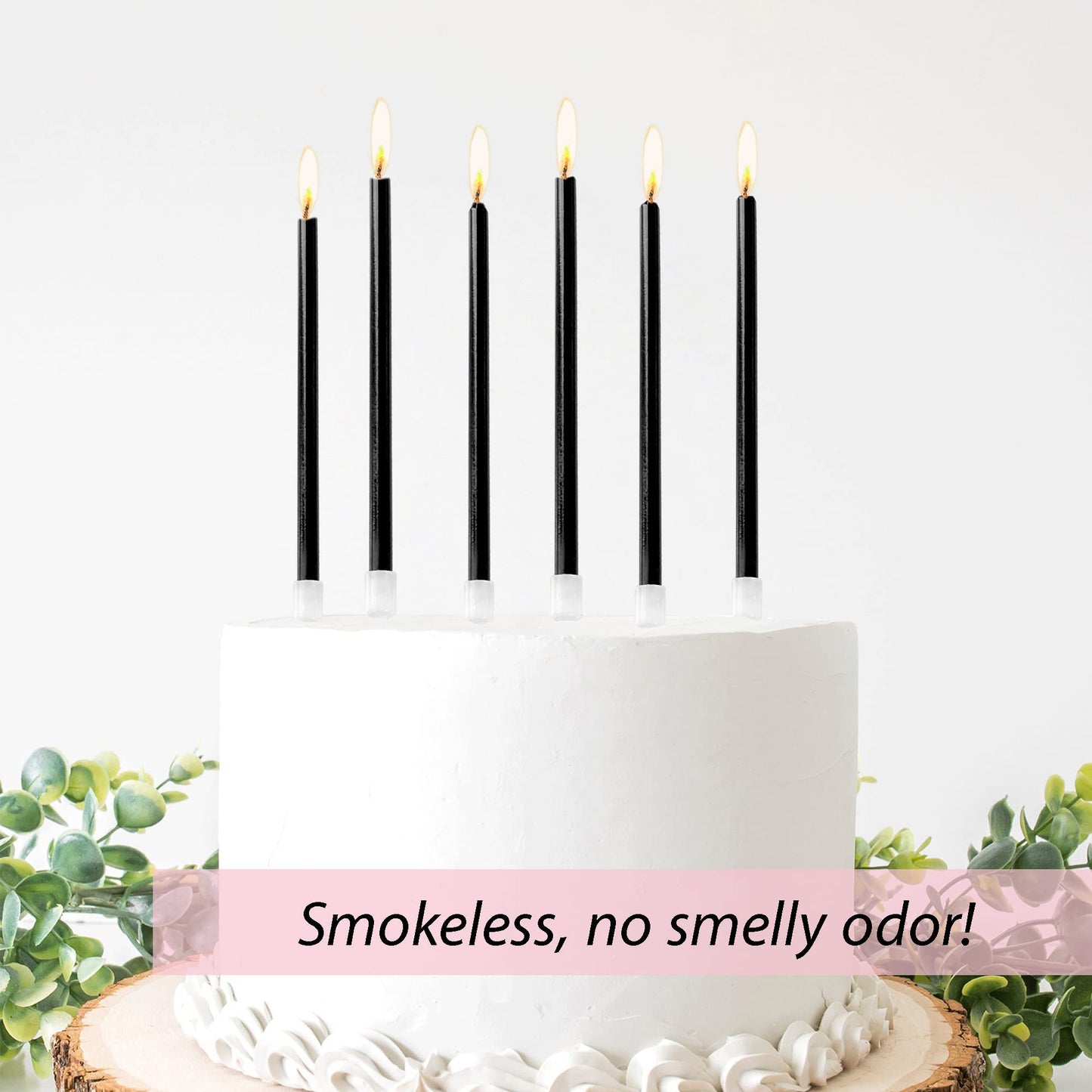24-Count Black Birthday Candles, Long Thin Cake Candles for Birthday Parties, Celebration, Wedding, Party Cake Cupcake Decoratio