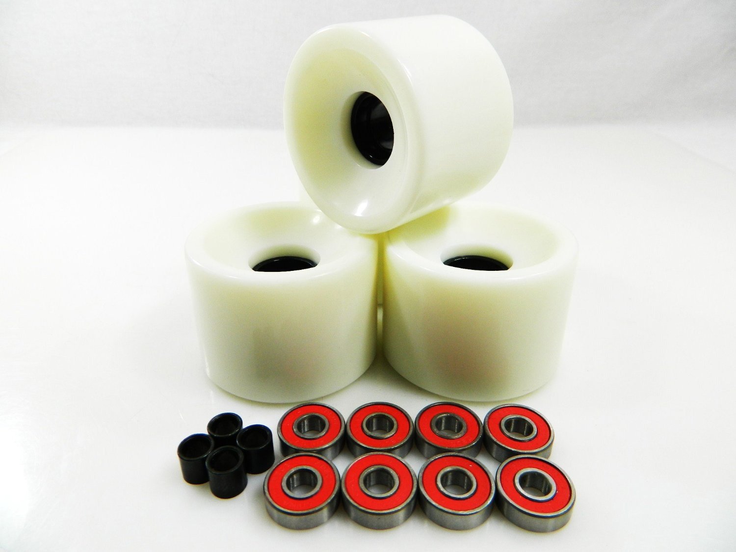 Longboard Cruiser Skateboard High Rebound Wheels + ABEC7 Speed Bearings White