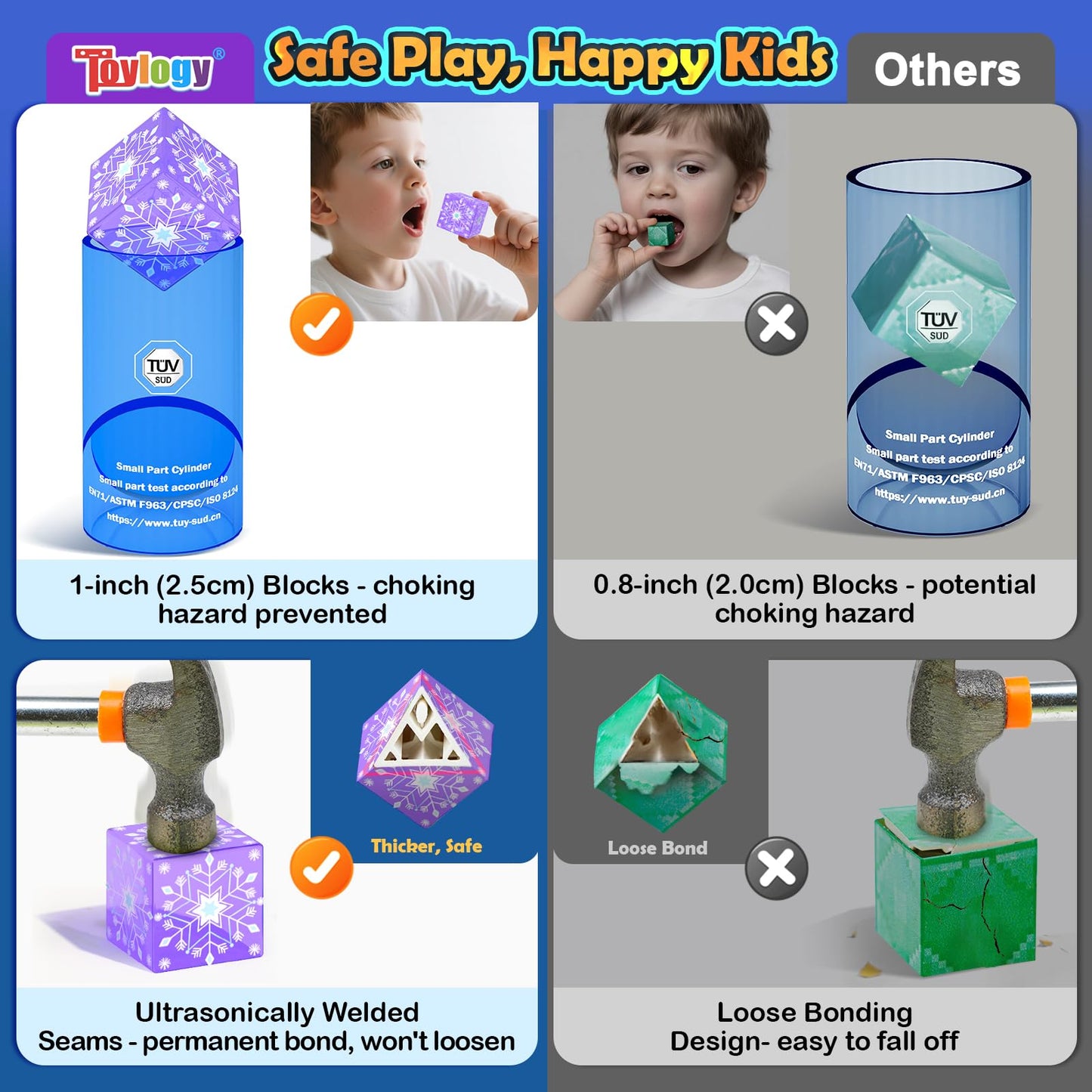 100PCS Large Magnetic Blocks-Build Mine Magnet World Ice Mine decorative replica blade Toddlers Toys for Kids Magnet Transparent Building Blocks Sensory Learning Toys for Boys and Girls Ages 3 4 5 6 7 8-12 Birthday Gift