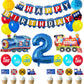 Train Birthday Party Decorations Blue Yellow Red Decorations With Railroad Balloons Garland,Train Birthday Banner,Train Balloons