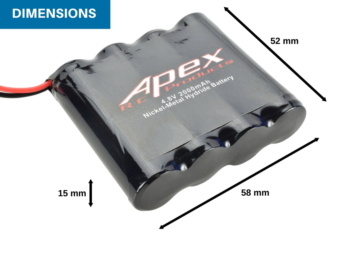 Apex RC Products 4.8v 2000Mah NiMh Flat Receiver Battery #7300