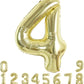 Toniful 40 Inch Light Gold Large Numbers Balloon 0-9 Birthday Party Decorations,Foil Mylar Big Number 4 Balloon Digital 4 For Bi