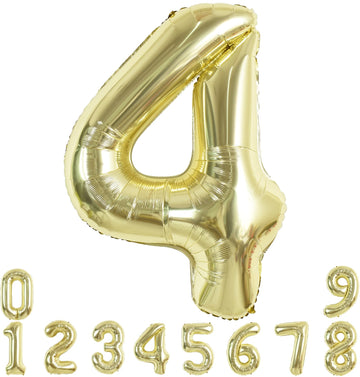 Toniful 40 Inch Light Gold Large Numbers Balloon 0-9 Birthday Party Decorations,Foil Mylar Big Number 4 Balloon Digital 4 For Bi