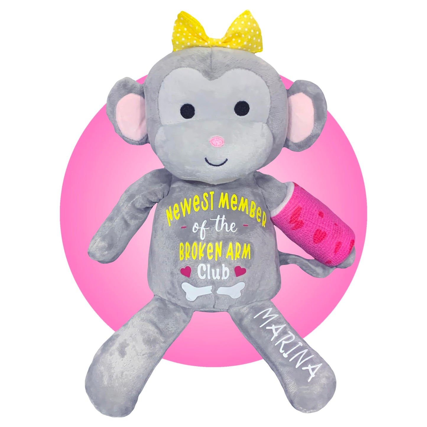 Broken Arm Gifts for Kids - 13 Personalized Superhero Monkey for Broken Leg Injury - Best Gifts for A Kid With A Broken Arm Leg Wrist Ankle - Stuffed Animal Monkey Wearing a Cast by Kikilishop