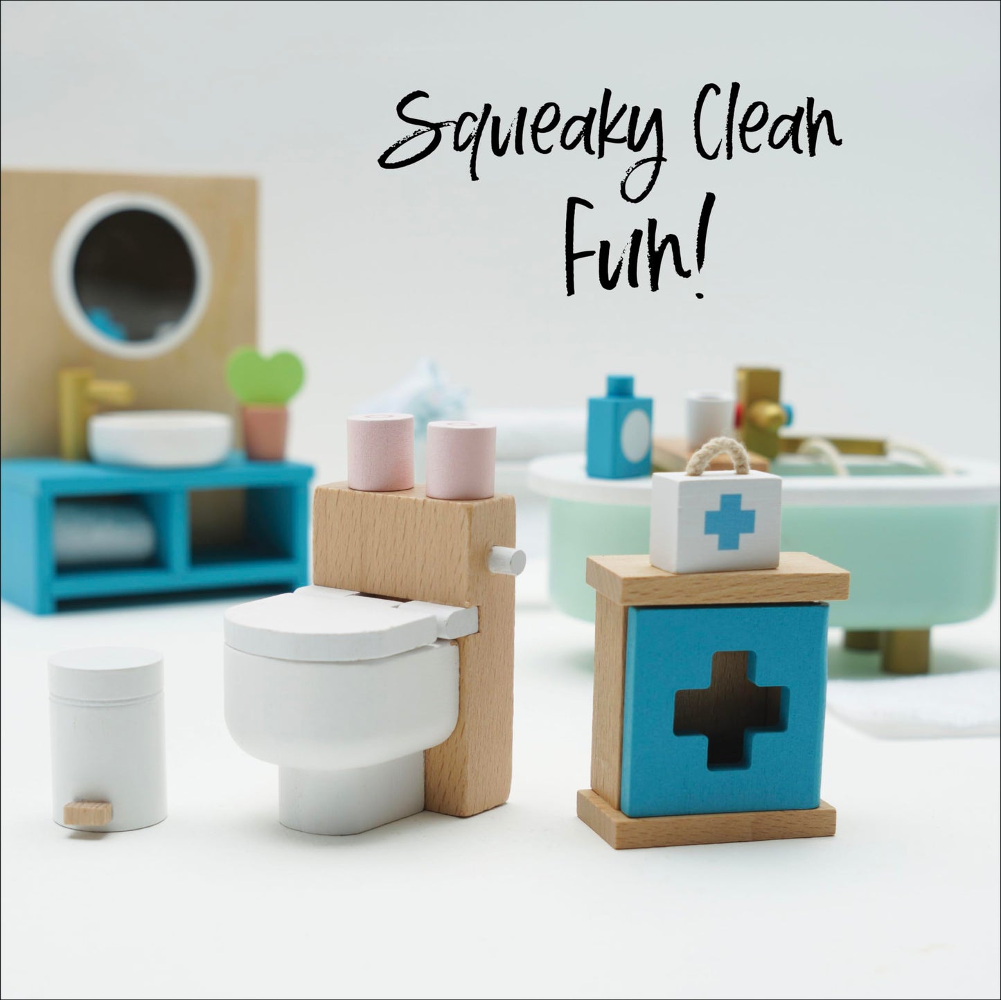 Le Toy Van - Daisylane Bathroom Premium Wooden Toys Dolls House Accessories |Playset For Doll House | Girls Dolls House Furniture Sets - Suitable For Ages 3+