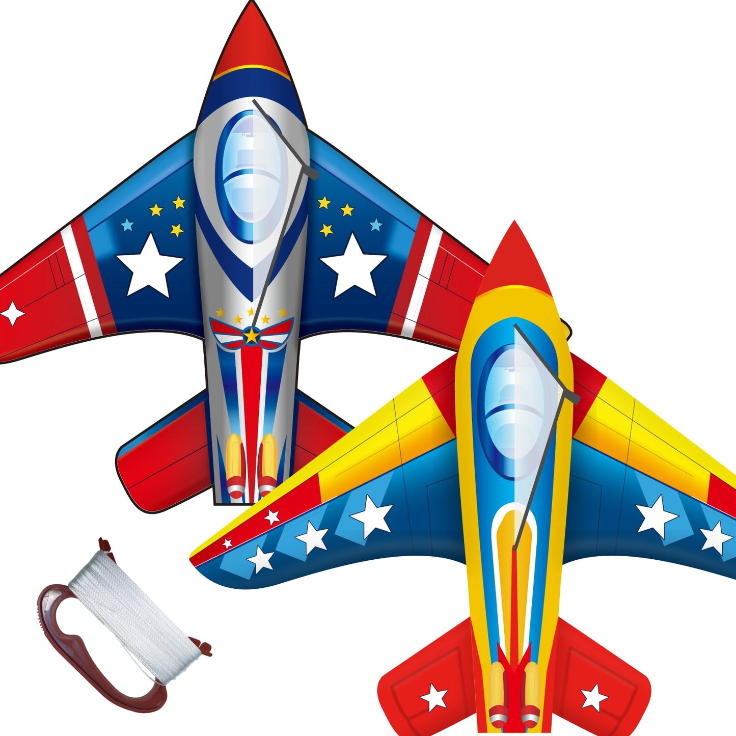 TOY Life 2Pack Kites for Kids Ages 4-8  Kite mature-themed  Easy to Fly Large Fighter Jet Kite for Outdoor Fun  Durable Ripstop Fabric with 300ft String  Perfect Beach & Park Toy for Boys & Girls