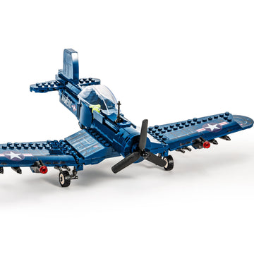 SEMKY Military Fighter Jet F4U WW2 Fighter Aircraft Jet Corsair Air Force Building Block Set (440 Pieces) -Building and Military Toys Gifts for Kid and mature-themed