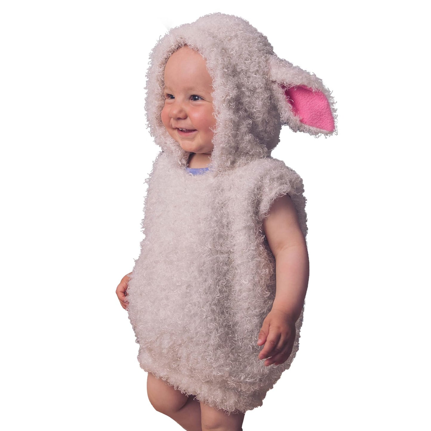 Feibel Kids Sheep Costume Boys Girls Furry Hooded Vest Cute Animal Costume Little Lamb Christmas Outfits (White, 3-4 Years)
