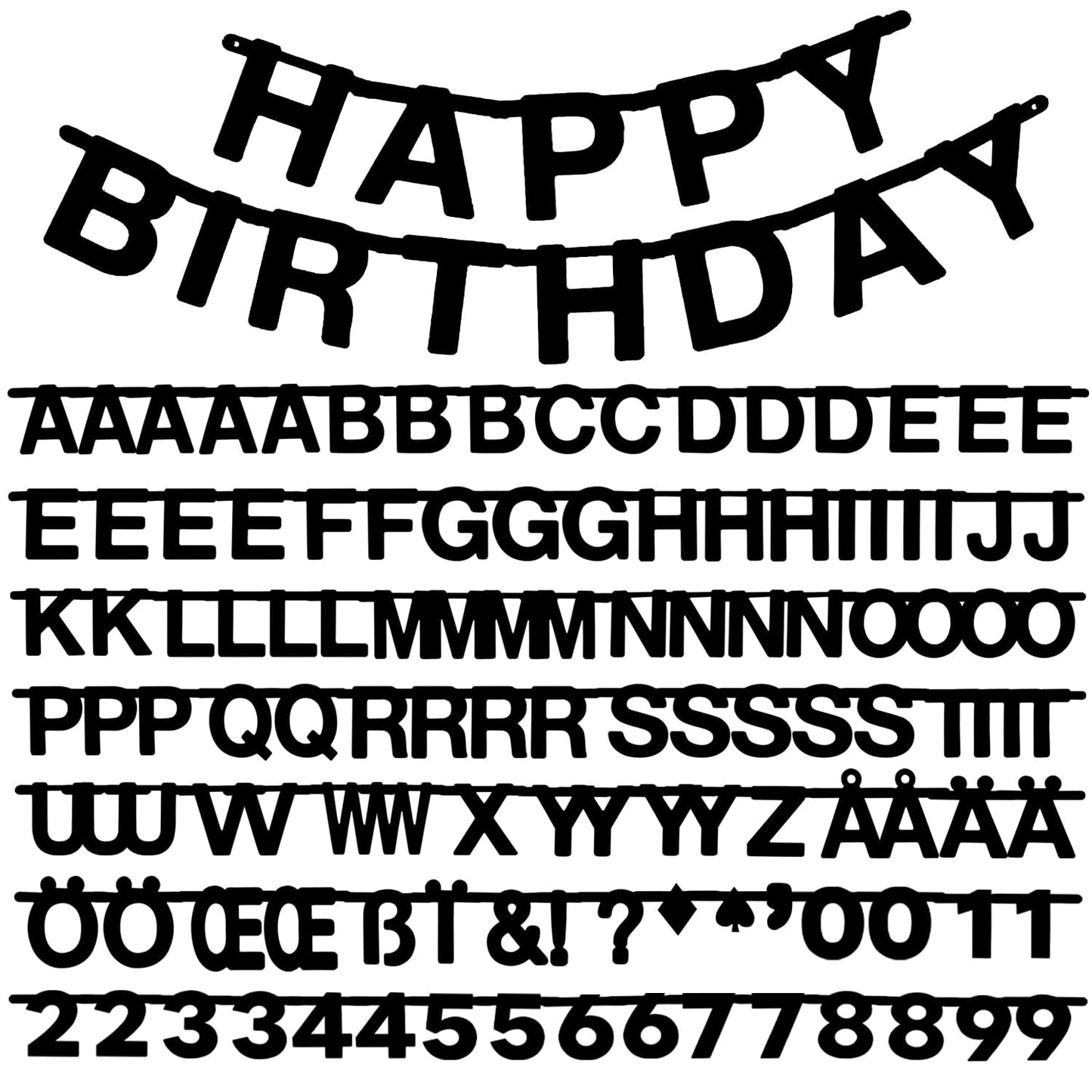 SUNBEAUTY 146 Pcs Black DIY Make Your Own Banner Customizable Letters Symbols Banner For Birthday Wedding Happy New Year Baby Sh