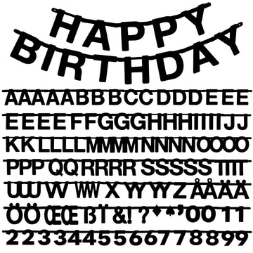 SUNBEAUTY 146 Pcs Black DIY Make Your Own Banner Customizable Letters Symbols Banner For Birthday Wedding Happy New Year Baby Sh