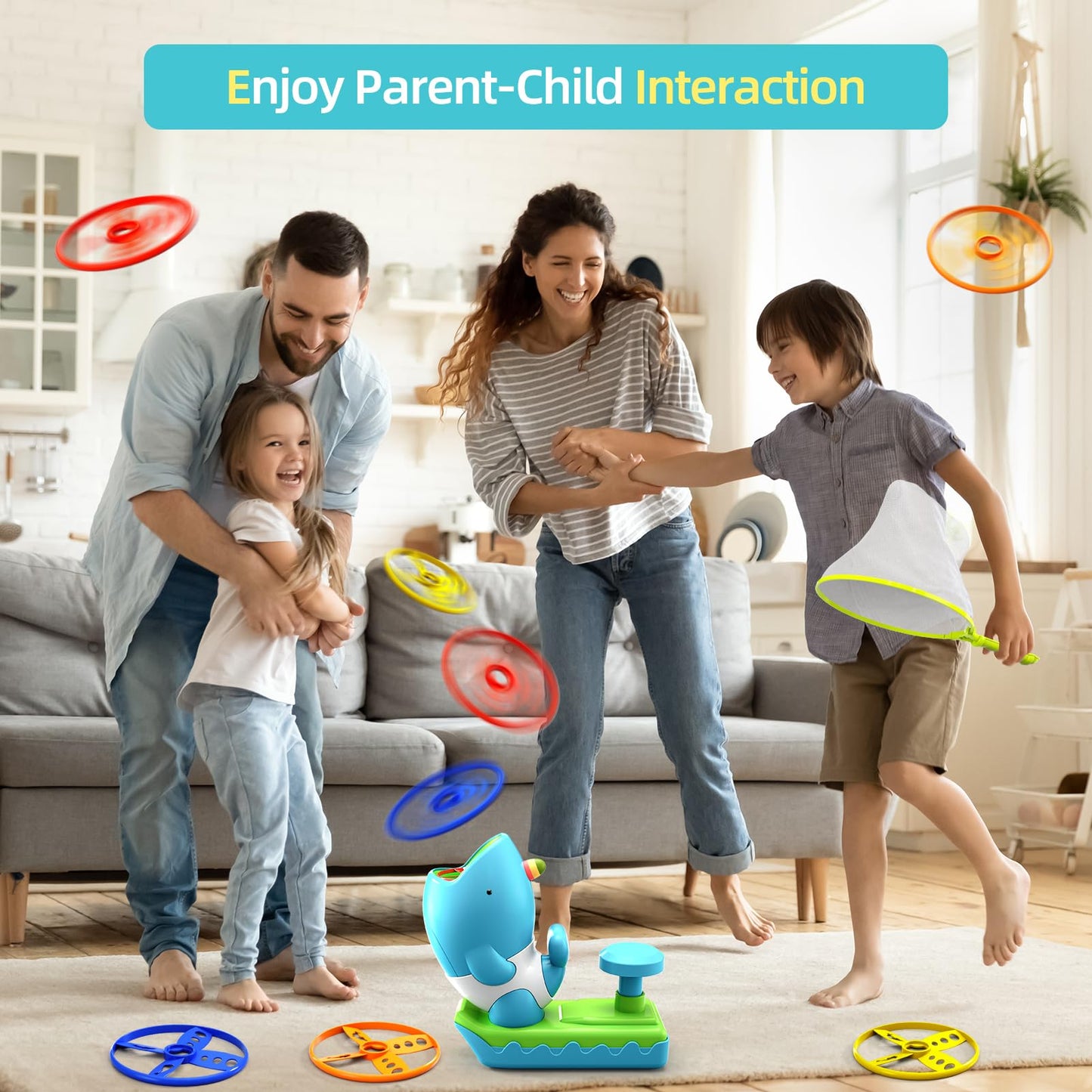 Watudou 15 Pcs Flying Disc Launcher Outdoor Indoor Game Toys Gifts For 3 4 5 6 Year Old Boys Kids, Outdoor Outside Game Toys For