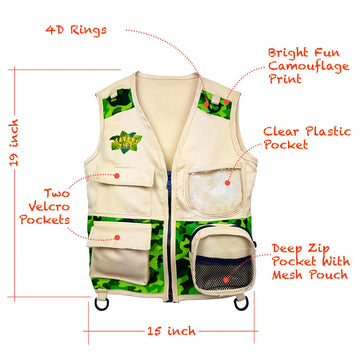 Safari Kidz Outdoor Explorer Kit - Children'S Camouflage Cargo Vest And Hat Set (Green)