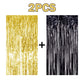 2Pcs 3' X 8' Black And Gold Metallic Tinsel Foil Fringe Curtain Backdrop For 2023 New Years Eve, Halloween Party, Graduation Dec