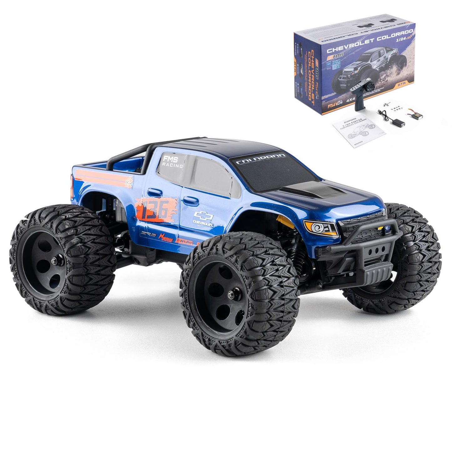 Fms 1/24 Rc Monster Truck Colorado Fmt24 Fast Drift Rc Car Licensed Chevy Rc Offroad Rtr Electric Hobby Radio Controlled Truck 4