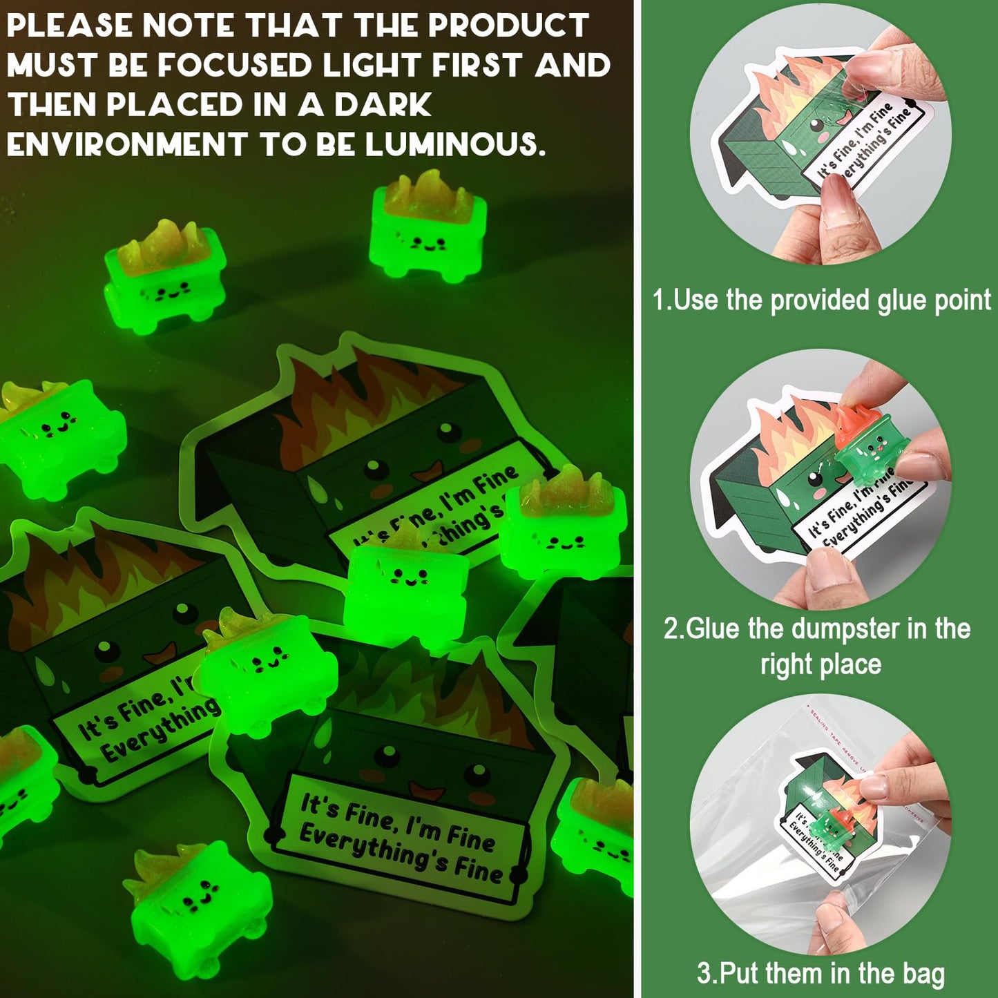 CroBlissful 50 Set Employee Appreciation Gifts Bulk Valentines Emotional Support Resin luminous Dumpster Ornament Thank You Gift