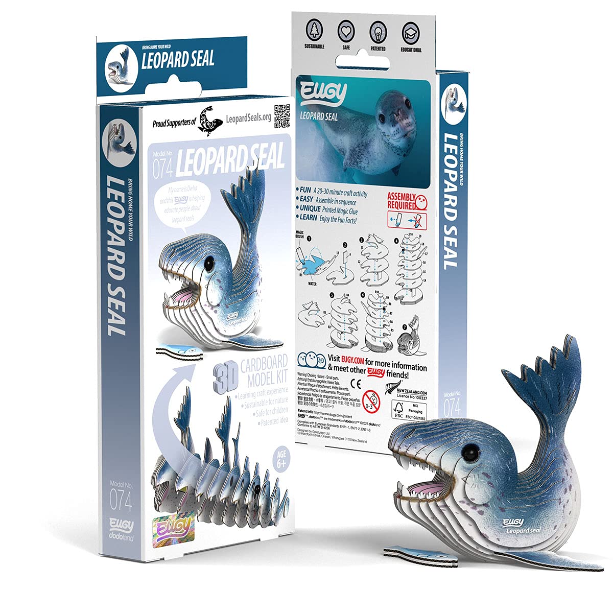 Eugy Leopard Seal 3D Puzzle, 22 Piece Eco-Friendly Educational Toy Puzzles For Boys, Girls & Kids Ages 6+
