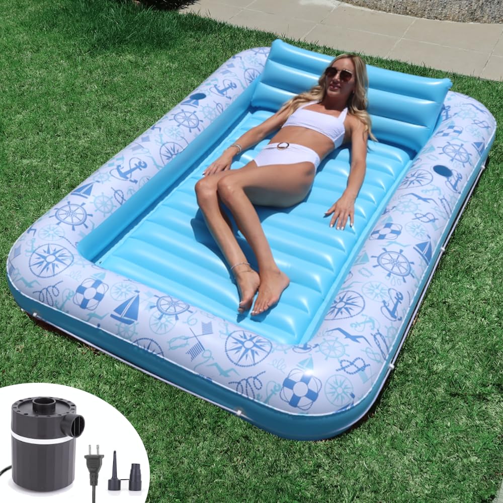Xl Inflatable Tanning Pool Lounge - Electric Pump Included - 85    X 58    - Sunbathing Suntanning (Extra Large)