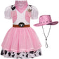 Costumerry Cowgirl Costume for Girls with Cow Girl Hat Toddler Halloween Costume Party Dress Up (3-4T)