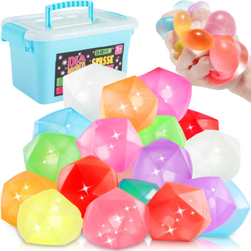 Fidget Toys Stress Balls For Kids 24 Pack, Ice Squishy Stress Cube-Diamond Malt Sugar Balls, Sensory Toys For Anxiety Stress Rel