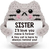 Tgifglonyi Positive Crochet Cat Emotional Inspirational Support Birthday Gifts For Sister,Handmade Knitted Cat For Women Coworke