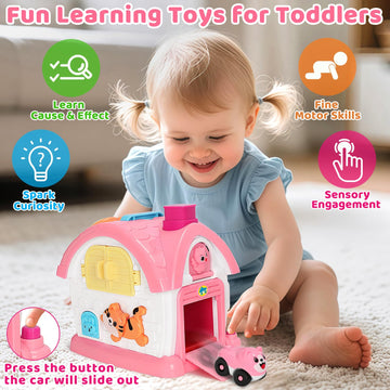 Hodurgyi Montessori Toys for 1 Year Old Girls, Bilingual Musical Learning House, Plastic, Educational Gift for 6-24 Months