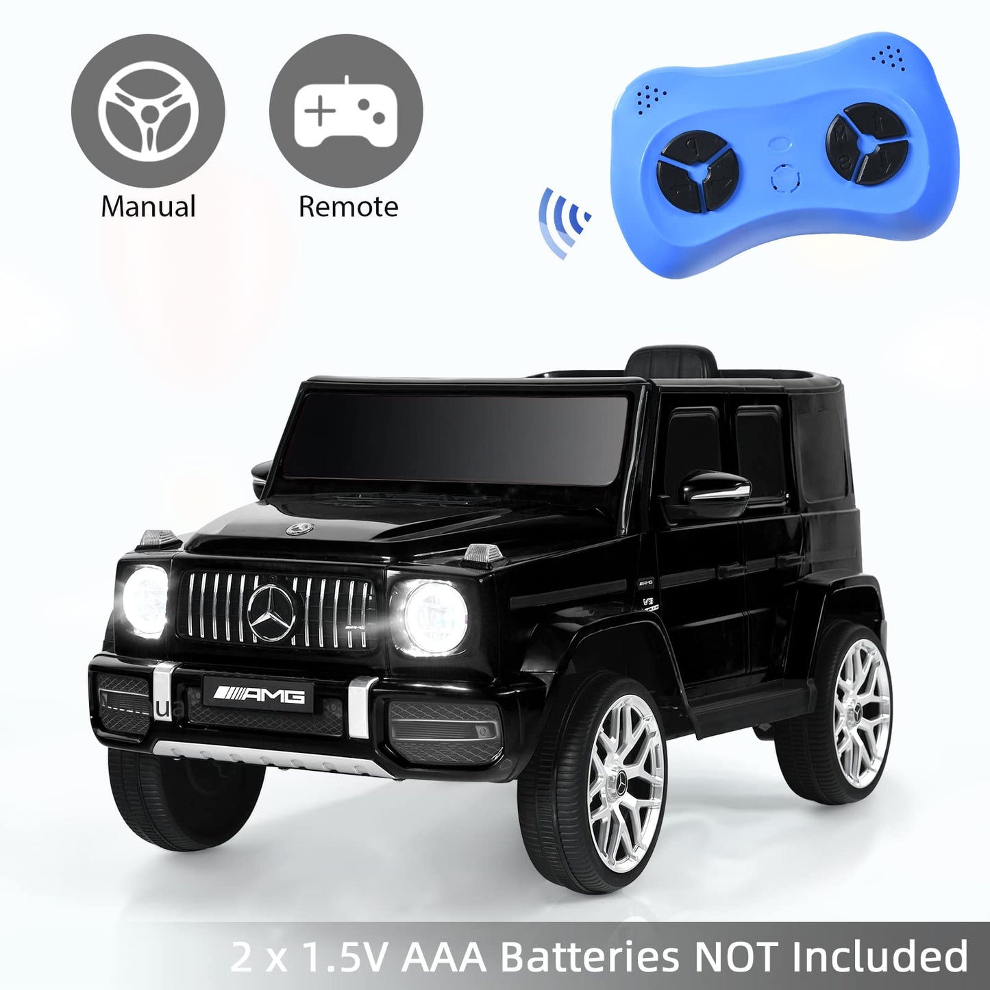 Infans Licensed Mercedes Benz G63 Kids Ride On Car, 12V Electric Vehicle With Remote Control, Double Open Doors, Music, Bluetooth, Wheels Suspension, Battery Powered For Children Boy Girl (Black)