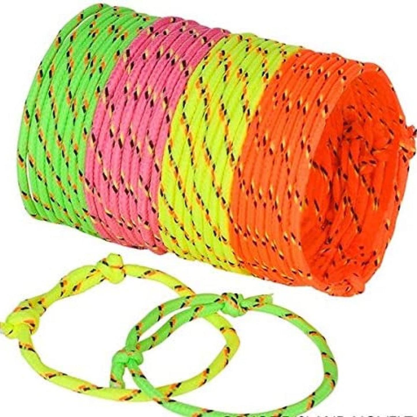 Neliblu Friendship Bracelets - Pack of 144 Neon Rope Bracelet, 7-Inch Adjustable in Orange, Yellow, Pink, and Green - Fun Access