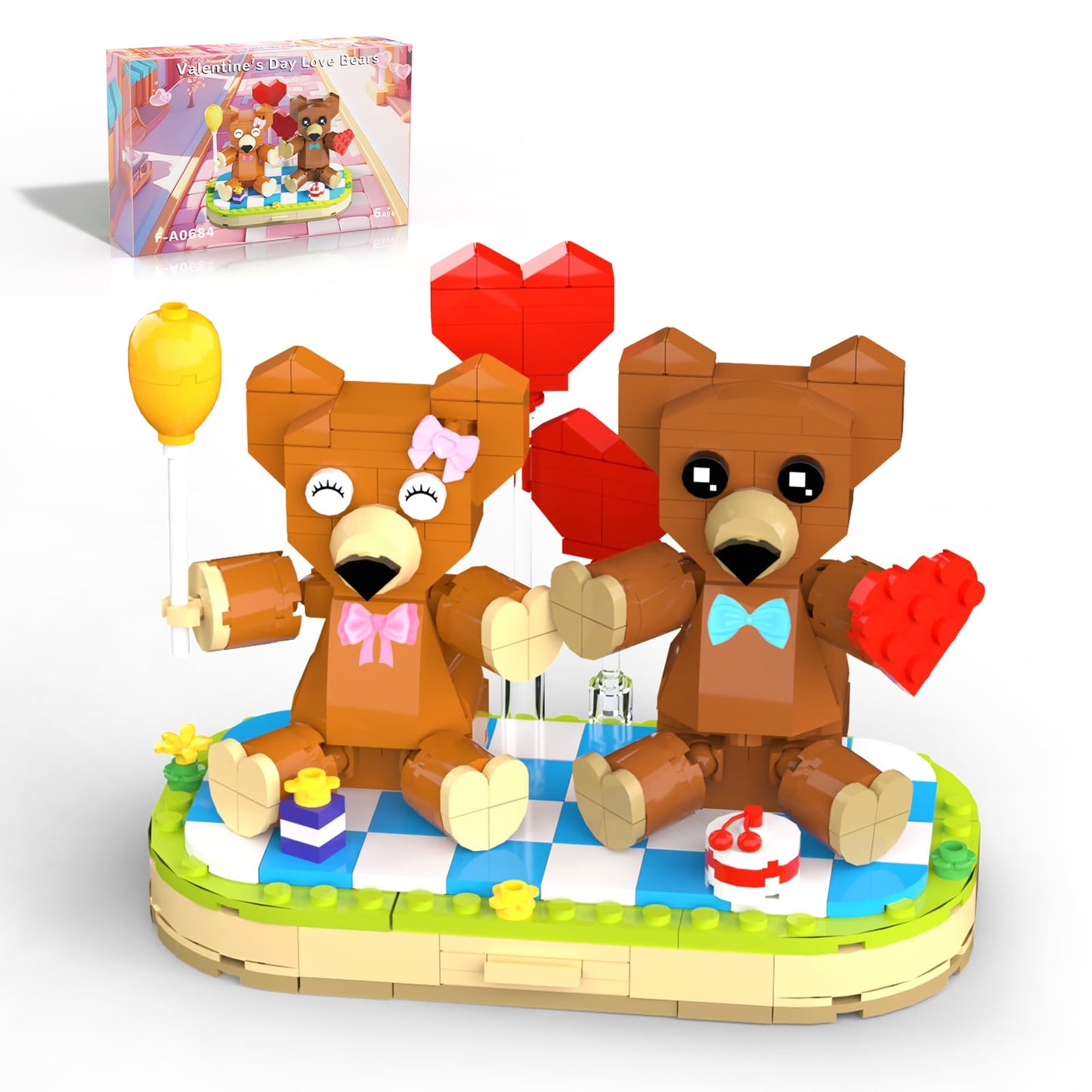 Valentines Brown Bear Building Toy Sets Compatible with Lego for mature-themed  Art Love Collectible Home Decor  Cute Bears with Heart  Valentines Day Gifts for Her/Him  Christmas for Kids 8+ (289pcs)