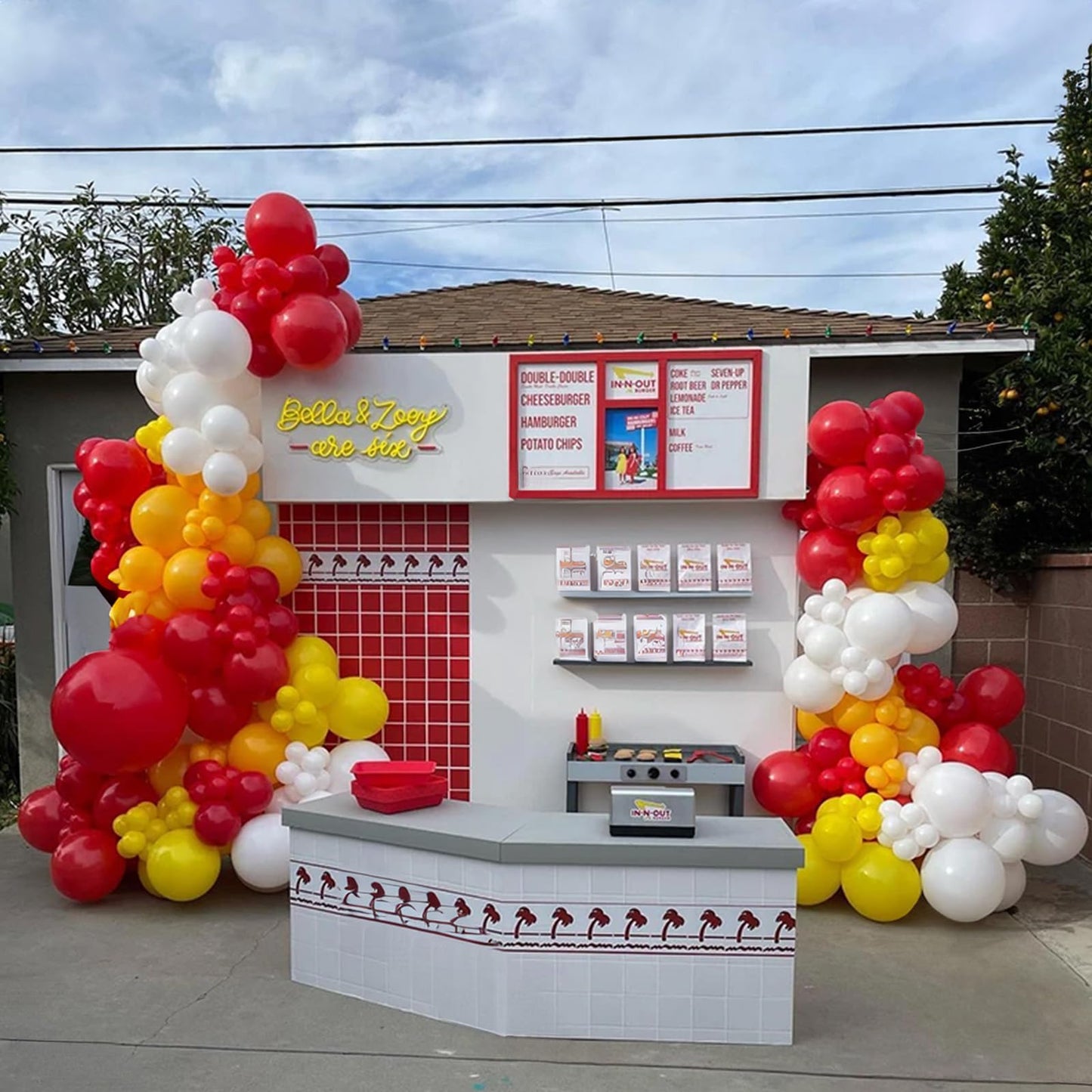 Jobkoo Balloon Garland Arch Kit Red Yellow Orange White Latex Balloons Orange Red Party Balloons For Boys Firemen Firefighter Pi